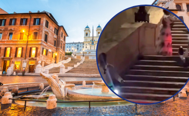 Zepchnęła hulajnogę ze Schodów Hiszpańskich. Bulwersujące nagranie 