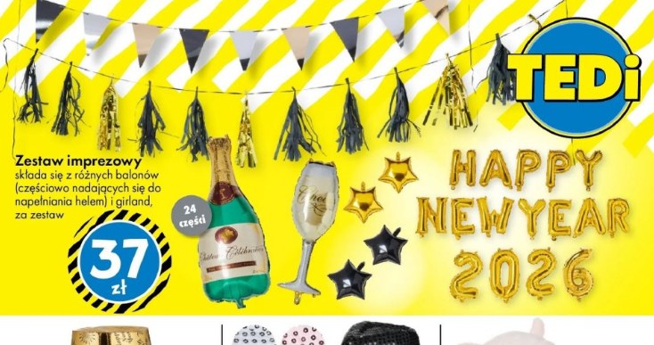 Zestaw imprezowy TEDi na Sylwestra 2026 –  dekoracje i akcesoria w imprezowym stylu /Tedi /INTERIA.PL