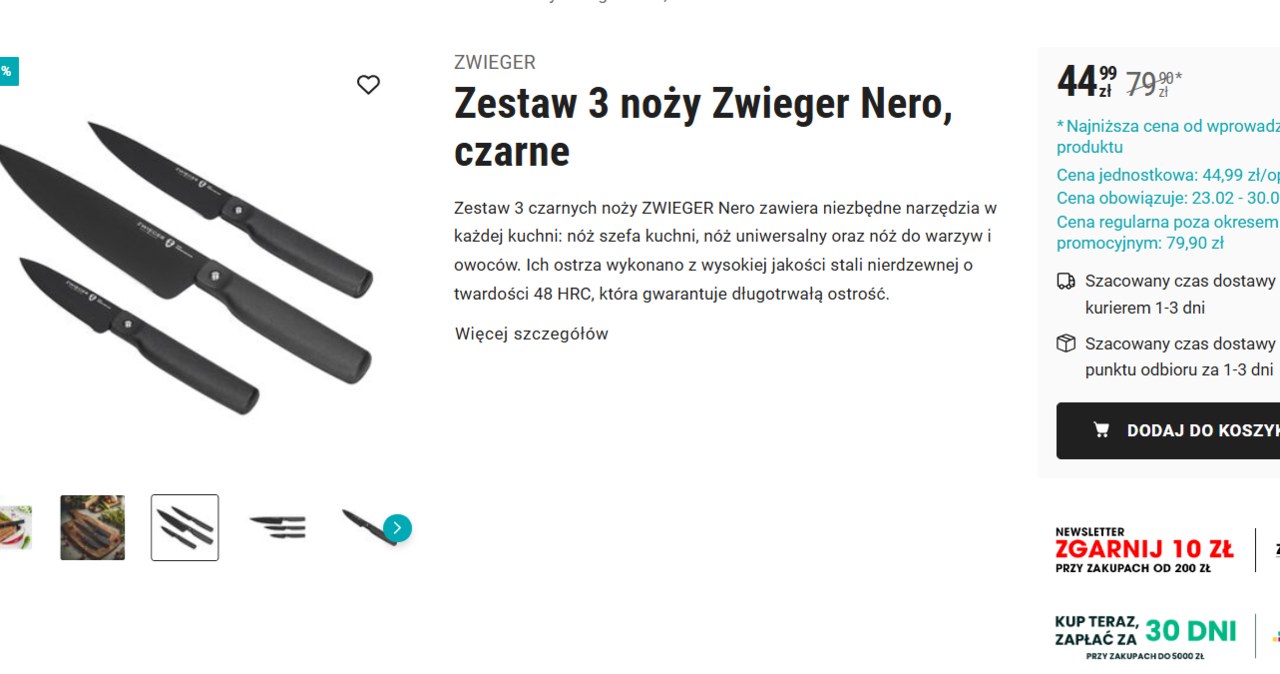 Zestaw noży Zwieger w mega promocji! Zaoszczędzisz 35 zł! /Biedronka Home /INTERIA.PL