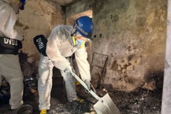 Zgliszcza po pożarze wieżowców w Hongkongu. Galeria