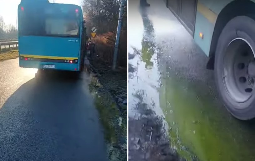 Zielony płyn nagle wyciekł z autobusu. Panika wśród pasażerów