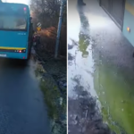 Zielony płyn nagle wyciekł z autobusu. Panika wśród pasażerów