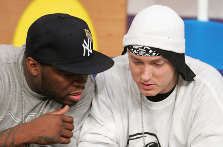 "Ziomie, jesteśmy na 1. miejscu!": 50 Cent i Eminem fot. Scott Gries /Getty Images/Flash Press Media