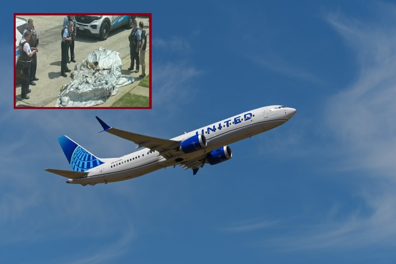 Zjeżdżalnia ewakuacyjna wypadła z samolotu United Airlines. /Bayne Stanley / Zuma Press / Forum /Agencja FORUM