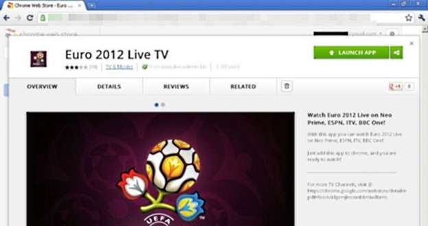 Złośliwa aplikacja Euro 2012 na stronie Chrome Web Store /materiały prasowe