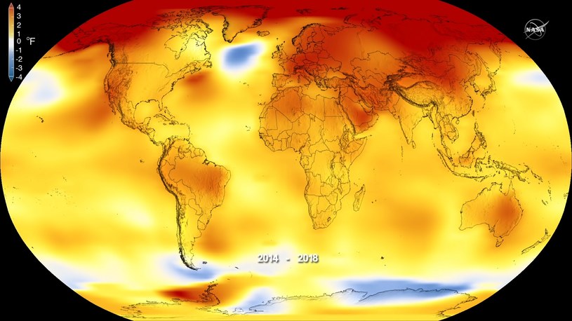 Zmiany klimatu w przeszłości Ziemi miały wpływ na ewolucję człowieka /Zrzut ekranu/ 2018 Was the Fourth Hottest Year on Record /NASA