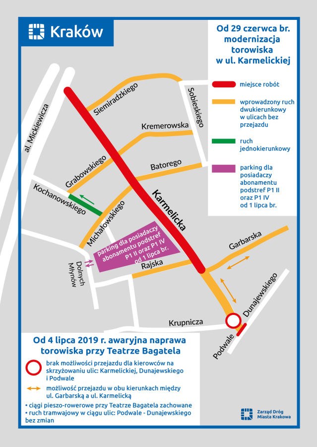 Zmiany w organizacji ruchu związane z remontem /ZDM KRAKÓW /