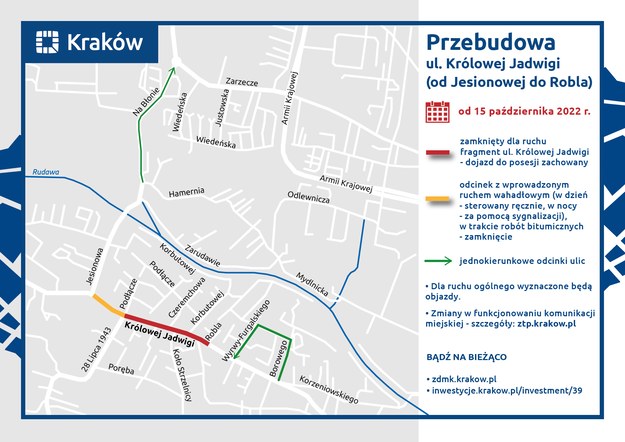 Zmiany w związku z przebudową ul. Królowej Jadwigi /krakow.pl /Materiały prasowe