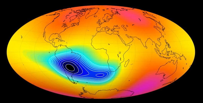 Zmiany zaobserwowane przez ESA w polu magnetycznym Ziemi. Fot ESA /materiały prasowe