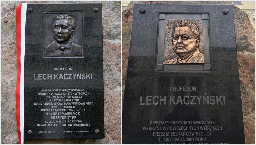 Zmieniono wizerunek Lecha Kaczyńskiego na pomniku /RMF FM