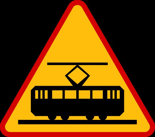 Znak drogowy "Uwaga, tramwaj", ważny dla dzieci. /Domena publiczna /Wikimedia