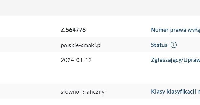 Znak towarowy polskie-smaki.pl. Źródło: uprp.gov.pl /