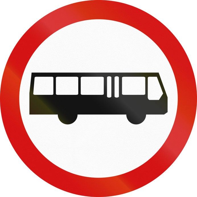 Znak zakazu B3a. Zakaz wjazdu autobusów. /123RF/PICSEL