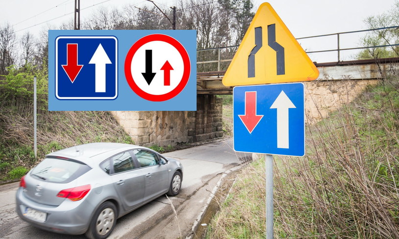 Znaki na zwężeniach dróg są jednoznaczne i wzajemnie się uzupełniają /Jakub Włodek /Reporter