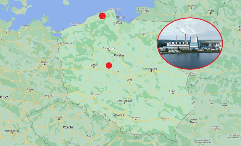 Znamy już dwie lokalizacje elektrowni atomowych w Polsce /Mateusz Grochocki/Mapy Google /East News