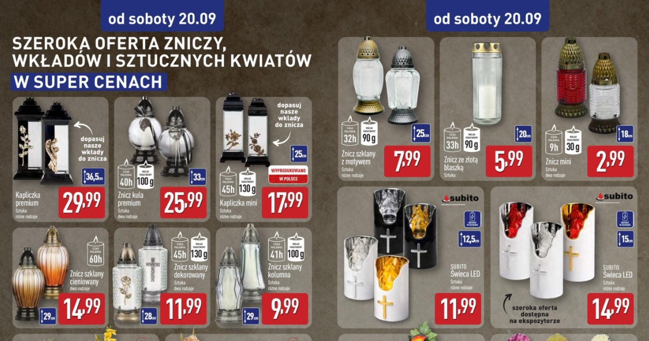 Znicze i kwiaty w Aldi już od 2,99 zł /Aldi /INTERIA.PL