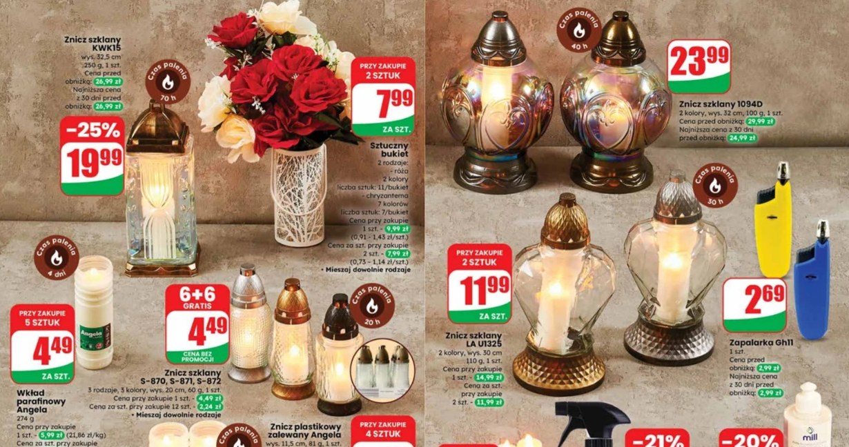 Znicze, wkłady i akcesoria z najnowszej gazetki Dino /Dino /INTERIA.PL