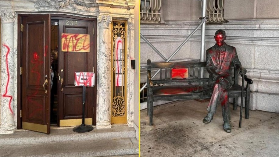 Zniszczenia na polskim konsulacie w Nowym Jorku /Rada miasta Nowego Jorku /
