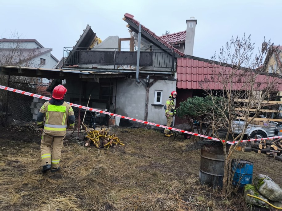 Zniszczenia po wybuchu domu w Ornecie /KP PSP Lidzbark Warmiński  /Państwowa Straż Pożarna