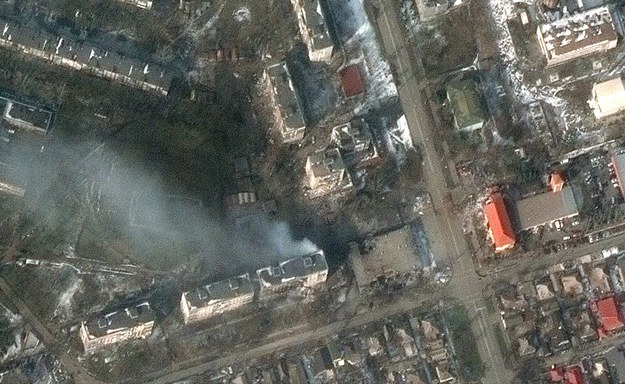 Zniszczenia w Mariupolu /MAXAR TECHNOLOGIES HANDOUT /PAP/EPA