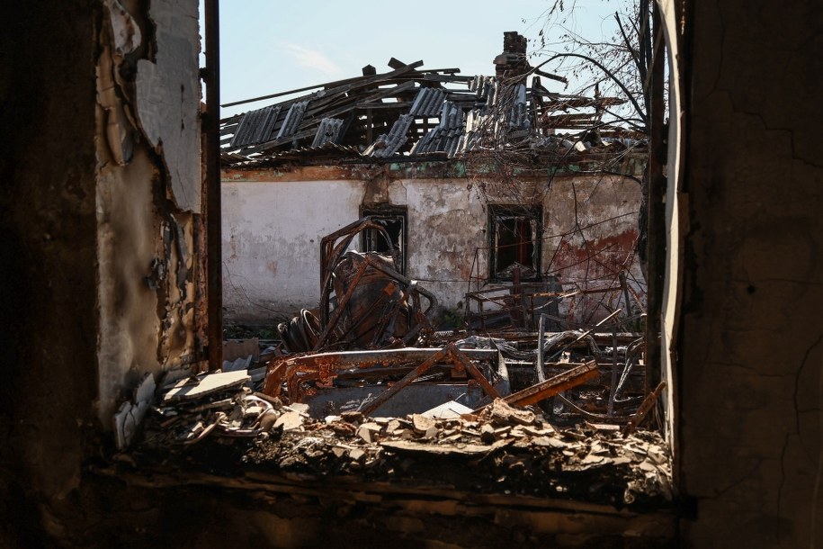 Zniszczenia w miejscowości Wełyka Nowosiłka w obwodzie donieckim /Kateryna Klochko /PAP/EPA