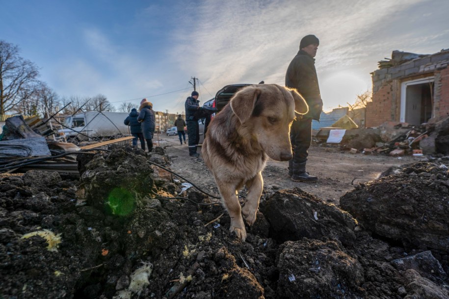Zniszczenia w wyniku rosyjskiego ataku rakietowego na rynku w miejscowości Szewczenkowo w obwodzie charkowskim na zdj. z 9 stycznia br. /Mykola Kalyeniak /PAP