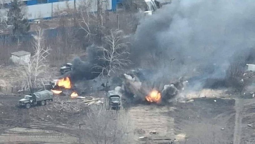 Zniszczona rosyjska kolumna wojskowa w obwodzie kijowskim /Siły Zbrojne Ukrainy /facebook.com