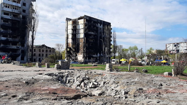 Zniszczony budynek w Borodziance /Laurence Figa-Talamanca /PAP/EPA