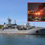 Zniszczony rosyjski okręt desantowy Nowoczerkassk. Zbudowany w Polsce