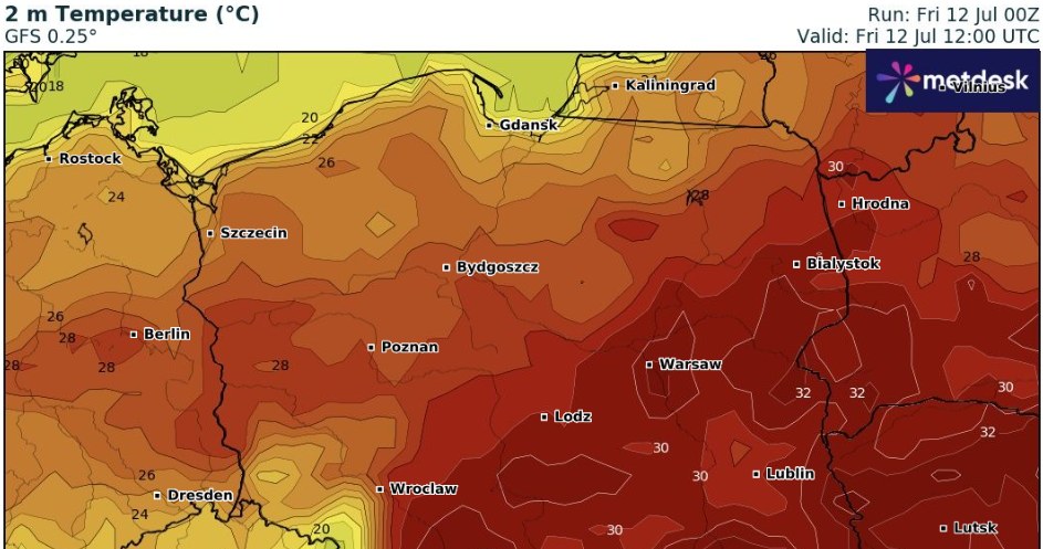 We will have to deal with high temperatures again. The hottest weather will be in southeastern Poland/wxcharts/