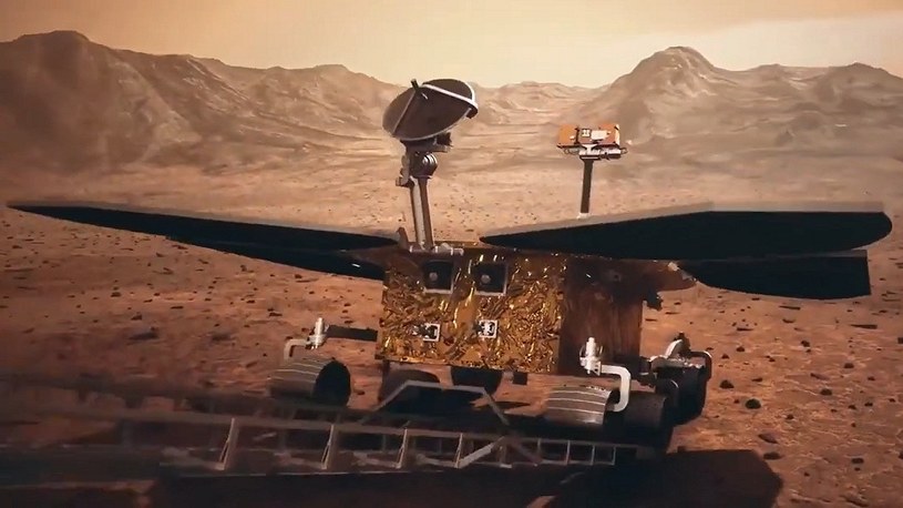 Zobacz, jak chiński łazik zjechał z lądownika na powierzchnię Marsa [WIDEO] /Geekweek