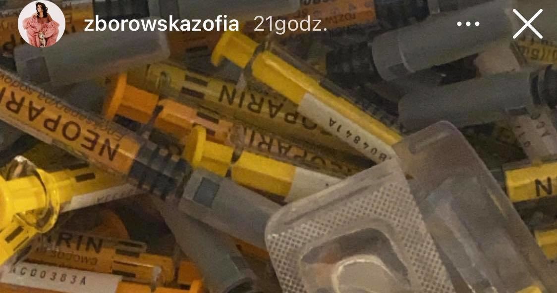 Zofia Zborowska pokazała nawet strzykawki /screen z instastory Zofii Zborowskiej /Instagram