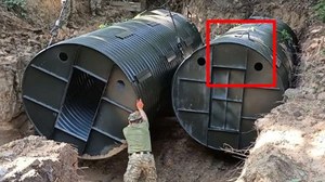 Żołnierze ustawiają ogromne tuby na wschodzie Ukrainy