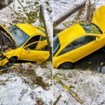 Żółty chevrolet porzucony w basenie przeciwpożarowym. Policja dotarła do właściciela