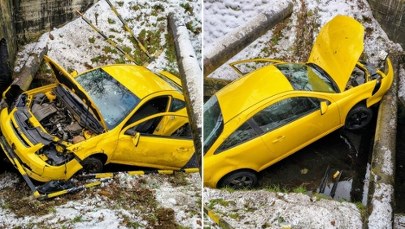 Żółty chevrolet porzucony w basenie przeciwpożarowym. Policja dotarła do właściciela