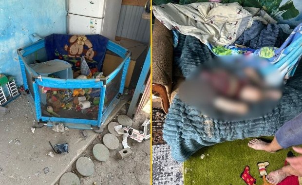 Zostały rozrzucone zabawki. Roczny chłopiec zabity przez rosyjski dron