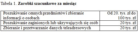 Źródło: Opracowanie własne na podst. informacji z firm detektywistycznych /Skarbiec.biz