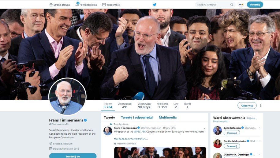 Zrzut ekranu z profilu Fransa Timmermansa /zrzut ekranu /