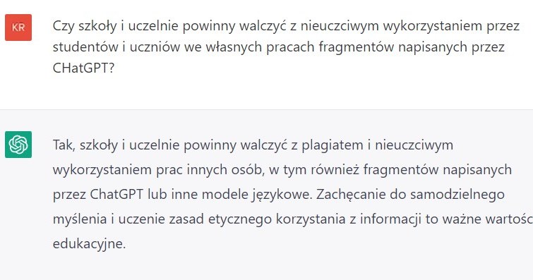 Zrzut ekranu z rozmowy z ChatGPT /Krzysztof Maciejewski /INTERIA.PL/inf. własna