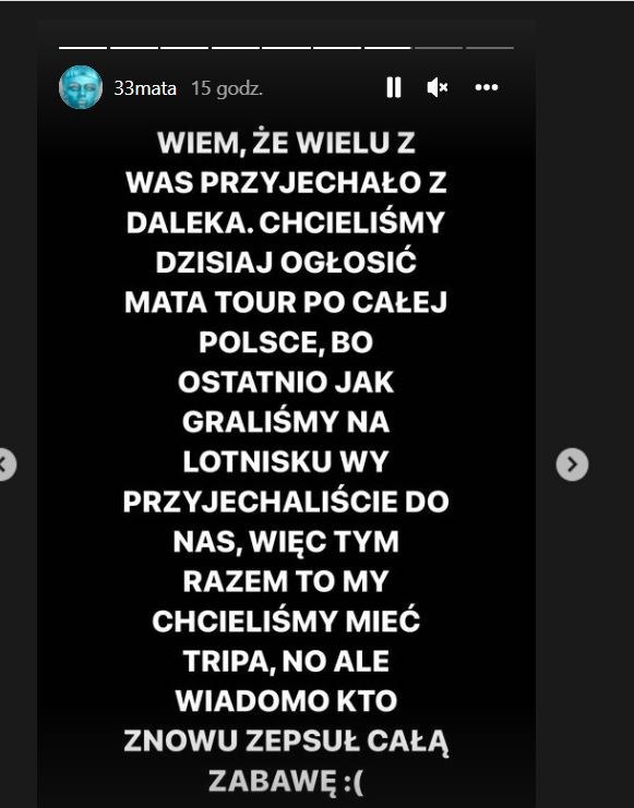 Zrzut z wpisu Maty na Stories na Instagramie /Zrzut ekranu /Instagram