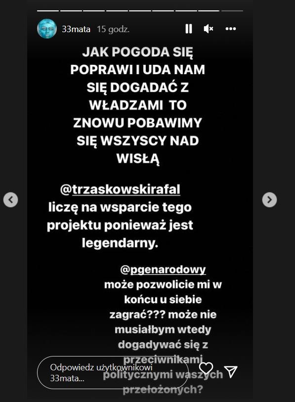 Zrzut z wpisu Maty na Stories na Instagramie /Zrzut ekranu /Instagram