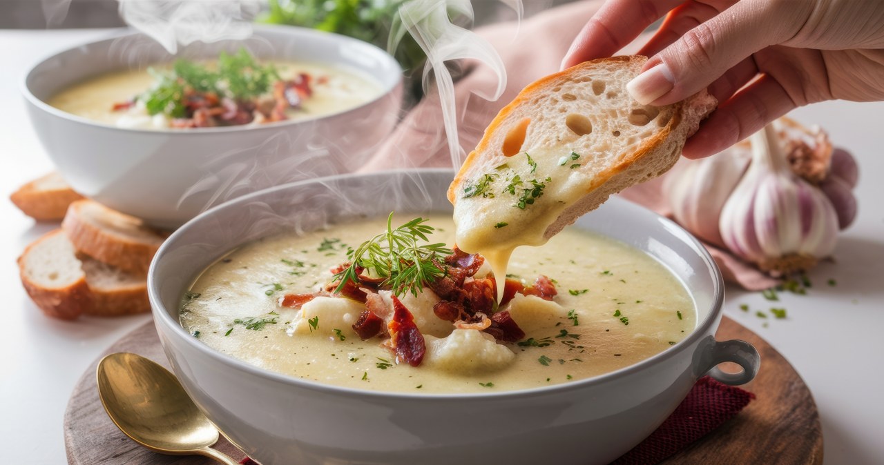 Zupa ziemniaczana inspirowana stylem Ewy Wachowicz zakłada podsmażenie warzyw przed ich ugotowaniem.