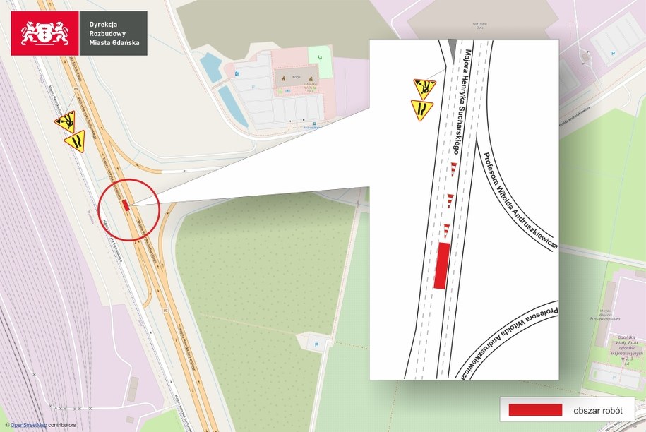 Zwężenie na Trasie Sucharskiego /fot: DRMG /Materiały prasowe