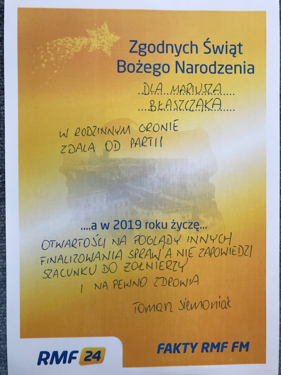 Życzenia Tomasza Siemoniaka dla Mariusza Błaszczaka /RMF FM