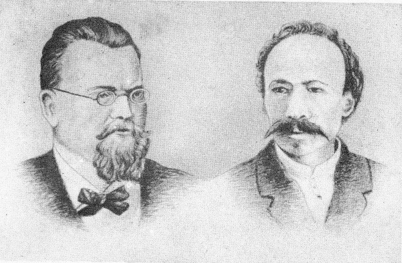 Zygmunt Wroblewski (1845-1886) i Karol Olszewski (1846-1916) - polscy naukowcy, którzy pierwsi w świecie dokonali skroplenia powietrza. Reprodukcja: FoKa /Agencja FORUM